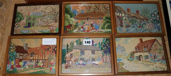 6 small framed woolwork pictures